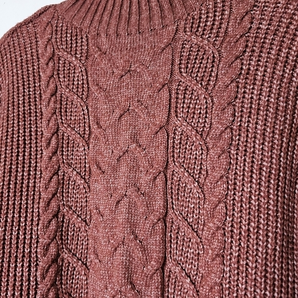 Maurices terracotta mock turtleneck cableknit side-slit sweater Size S - Picture 5 of 8